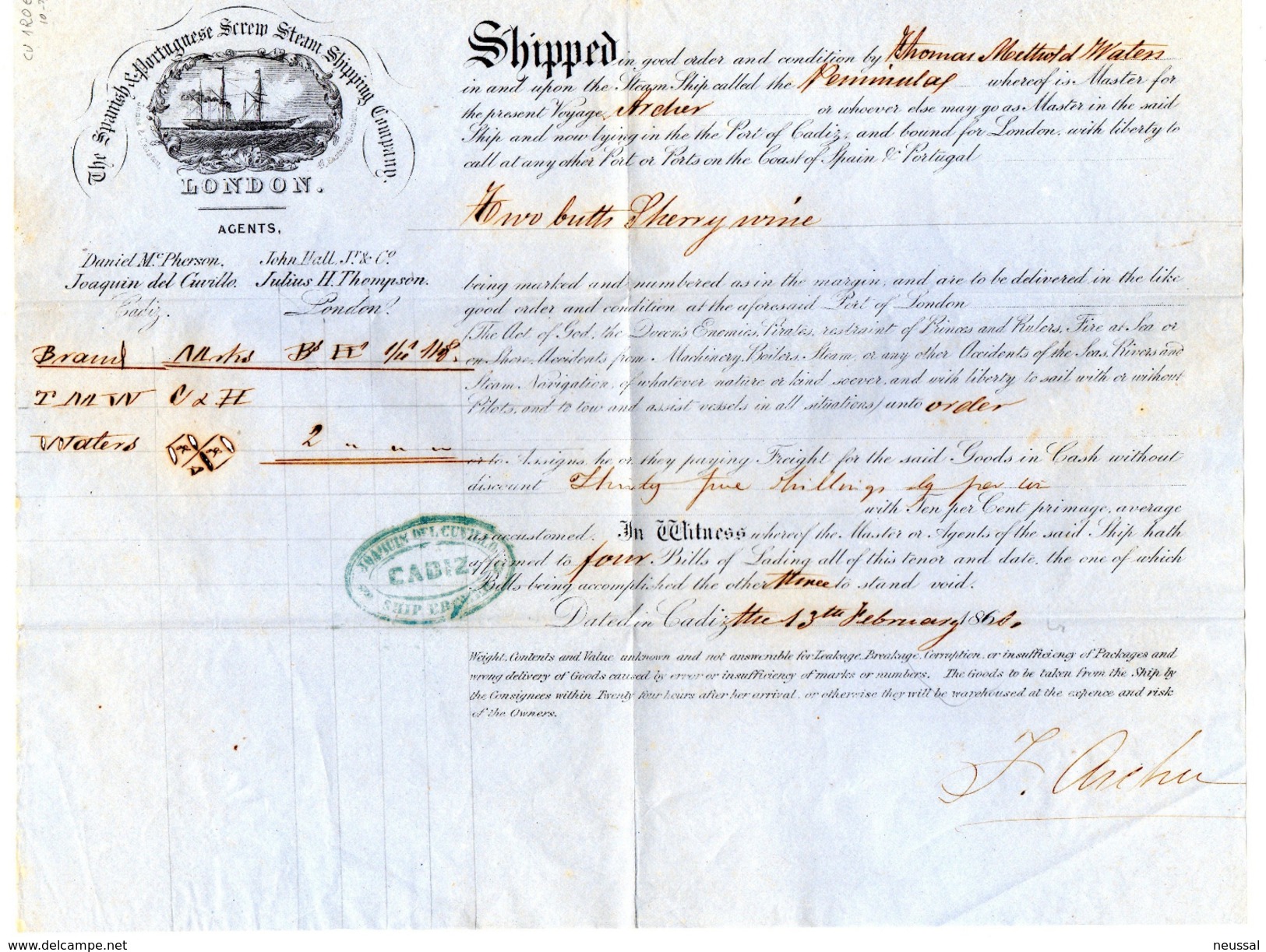 Papel  Antiguo De  Revision Del Barco De 1861 - Otros & Sin Clasificación