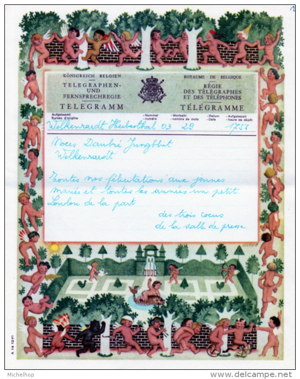 TELEGRAMM - TELEGRAMME A 14 (D F) - Cachet HERBESTHAL Au Dos - Telegrammi