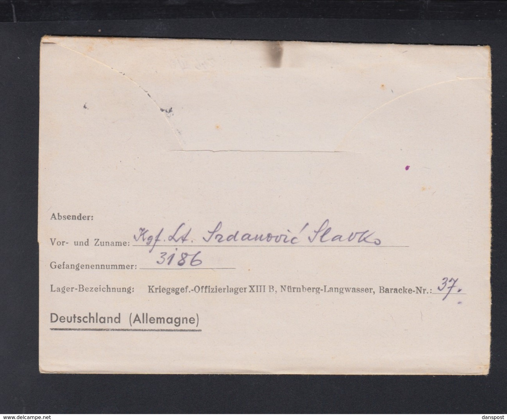 Kriegsgefangenenpost 1942 Oflag XIII B Nürnberg-Langwasser Nach Serbien Banat - Storia Postale