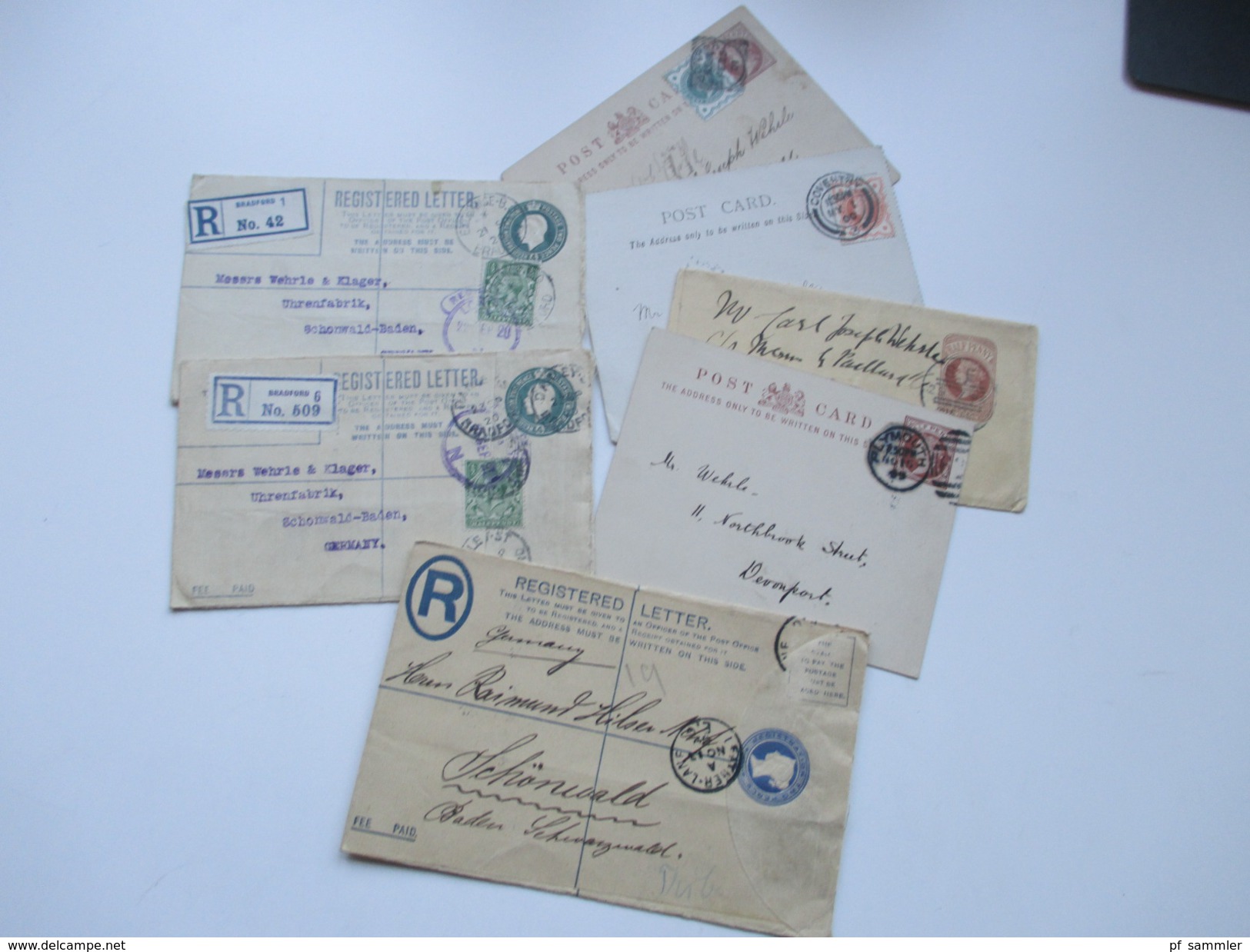 GB 1899 - 1920 Registered Letter / Postcards / Streifband! 7 Stück! Aus Einer Korrespondenz! Interessant?! - Colecciones Completas