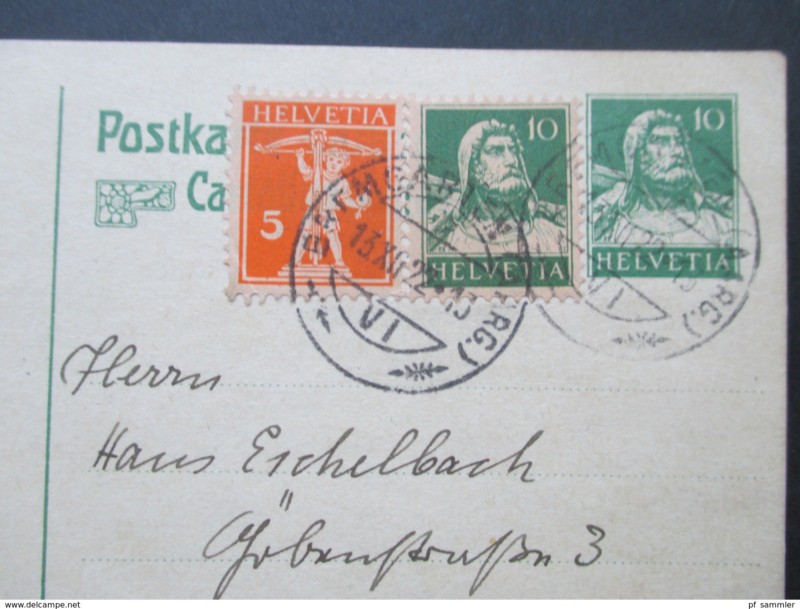 Schweiz 1922 / 23 Ganzsachen an den deutschen Schriftsteller Hans Eschelbach (Bonn) Social Philately!!