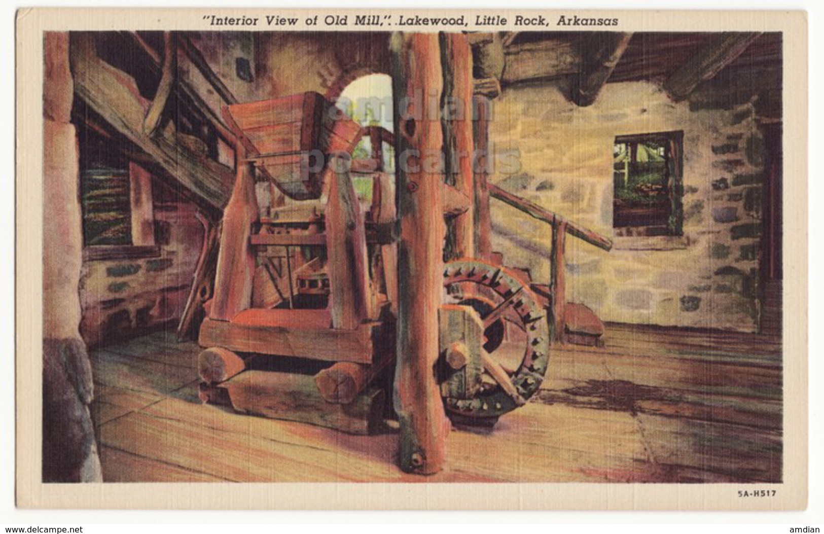 USA, LITTLE ROCK ARKANSAS AR, LAKEWOOD INTERIOR OF HISTORIC OLD STONE MILL, C1958 Vintage Postcard [6282] - Little Rock