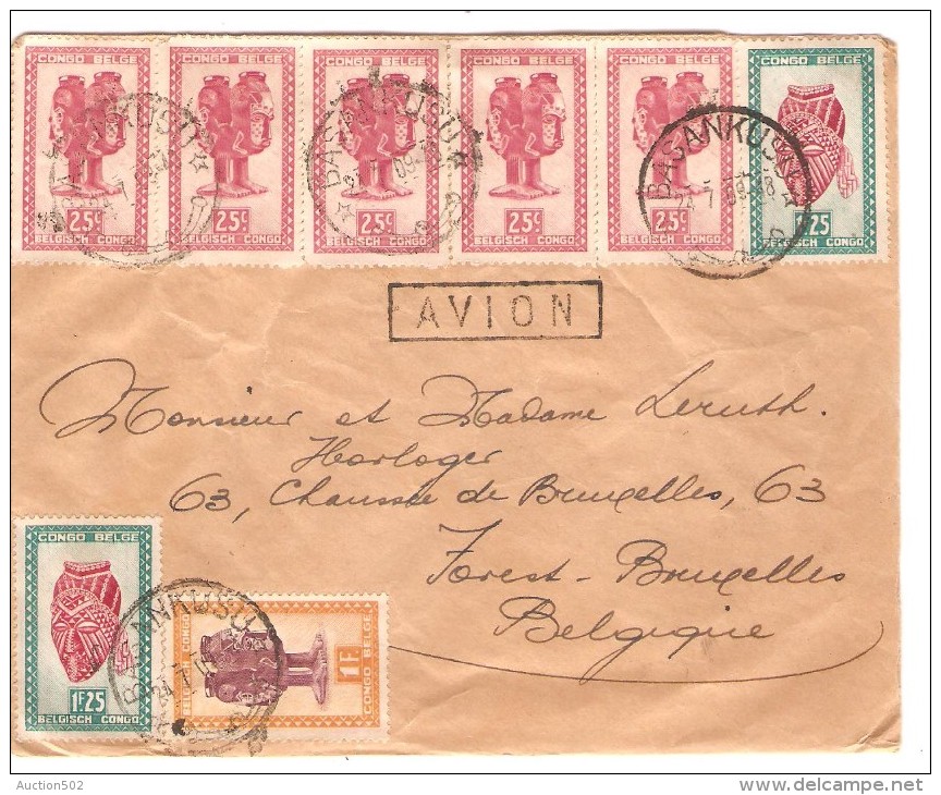 TP 280(5)-286(2)-282(2)-283(2)284(2)-285(2) S/L.Avion C.Basankusu 7/9/1948 V.Bruxelles PR3718 - Lettres & Documents