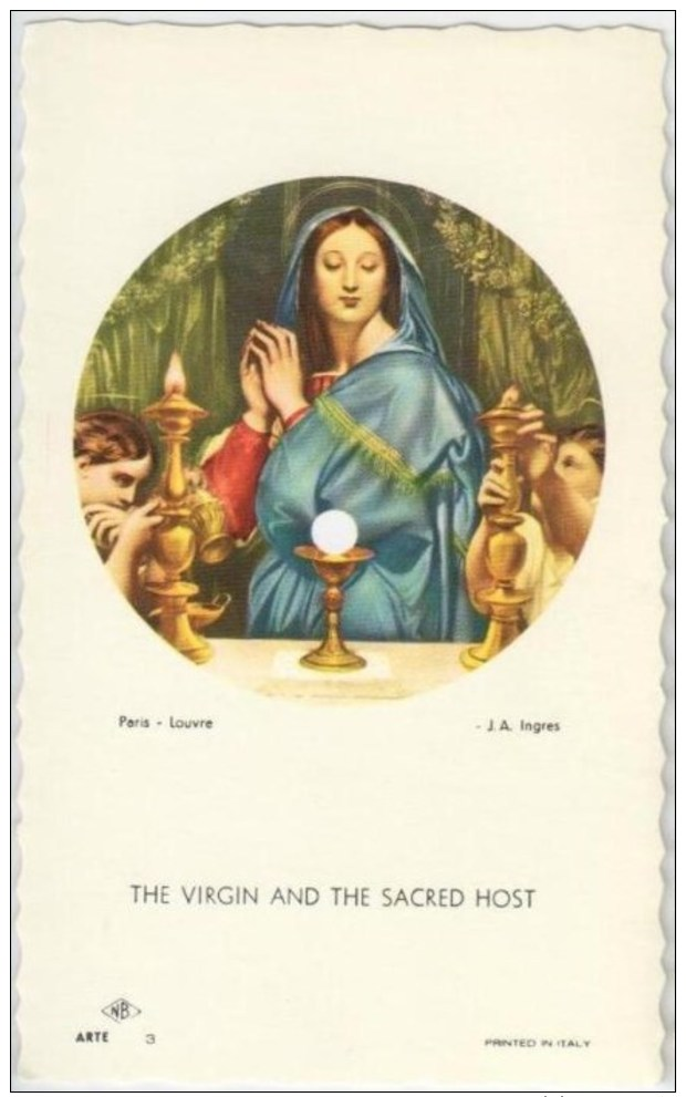 SANTINO  HOLY CARD - MADONNA / EUCARESTIA - Ediz: NB Nino Basevi - Arte 3 - Cromo, Fustellato,  *** - Santini