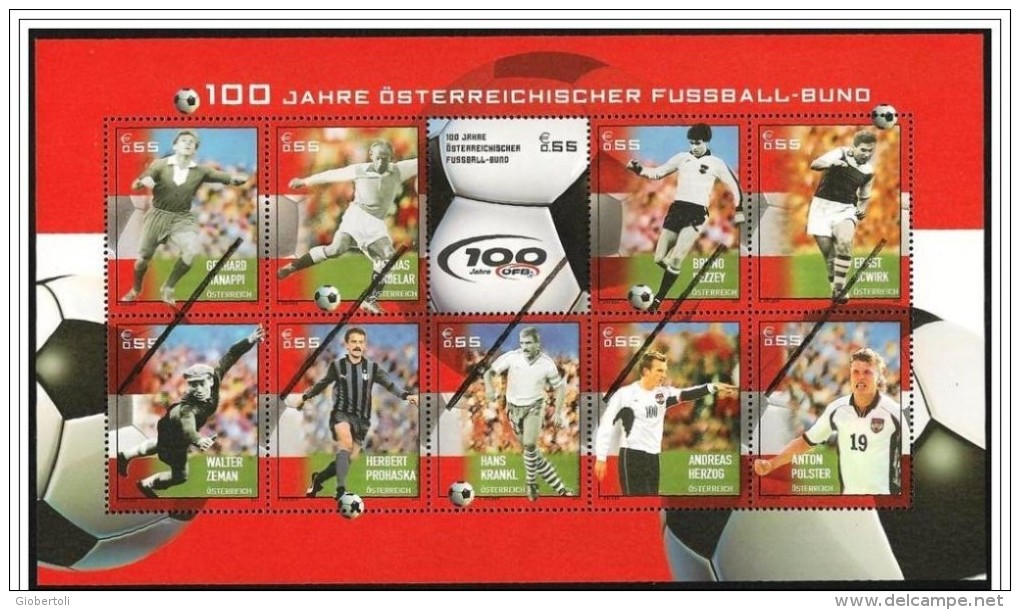 Austria/Autriche: Specimen, Miniature Sheet. Calciatori Austriaci, Austrian Footballers, Footballeurs Autrichiens - Autres & Non Classés