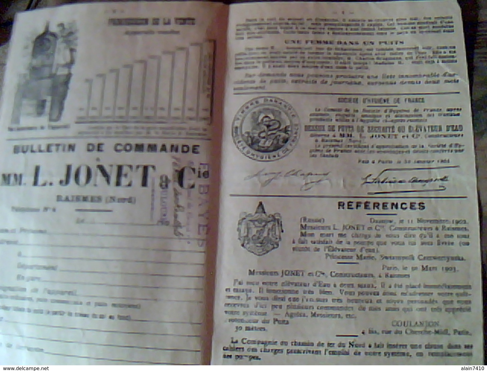 Publicite 3 Pages Elevateur D 'eau Systeme Jonet Usine à Raisme Les Valenciennes Nord Annèe à Definir - Advertising