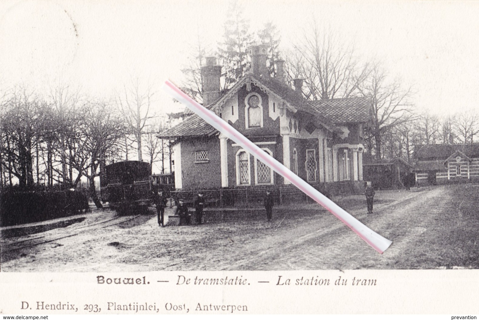 BOUWEL - De Tramstatie - La Station Du Tram.- Carte Très Animée Avec Tramways à L'avant Plan - Grobbendonk