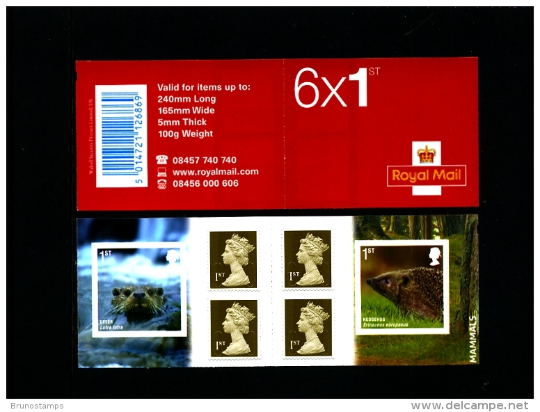 GREAT BRITAIN - SELF-ADHESIVE BOOKLET 6 X 1st  MAMMALS  MINT NH  PM 23 - Libretti