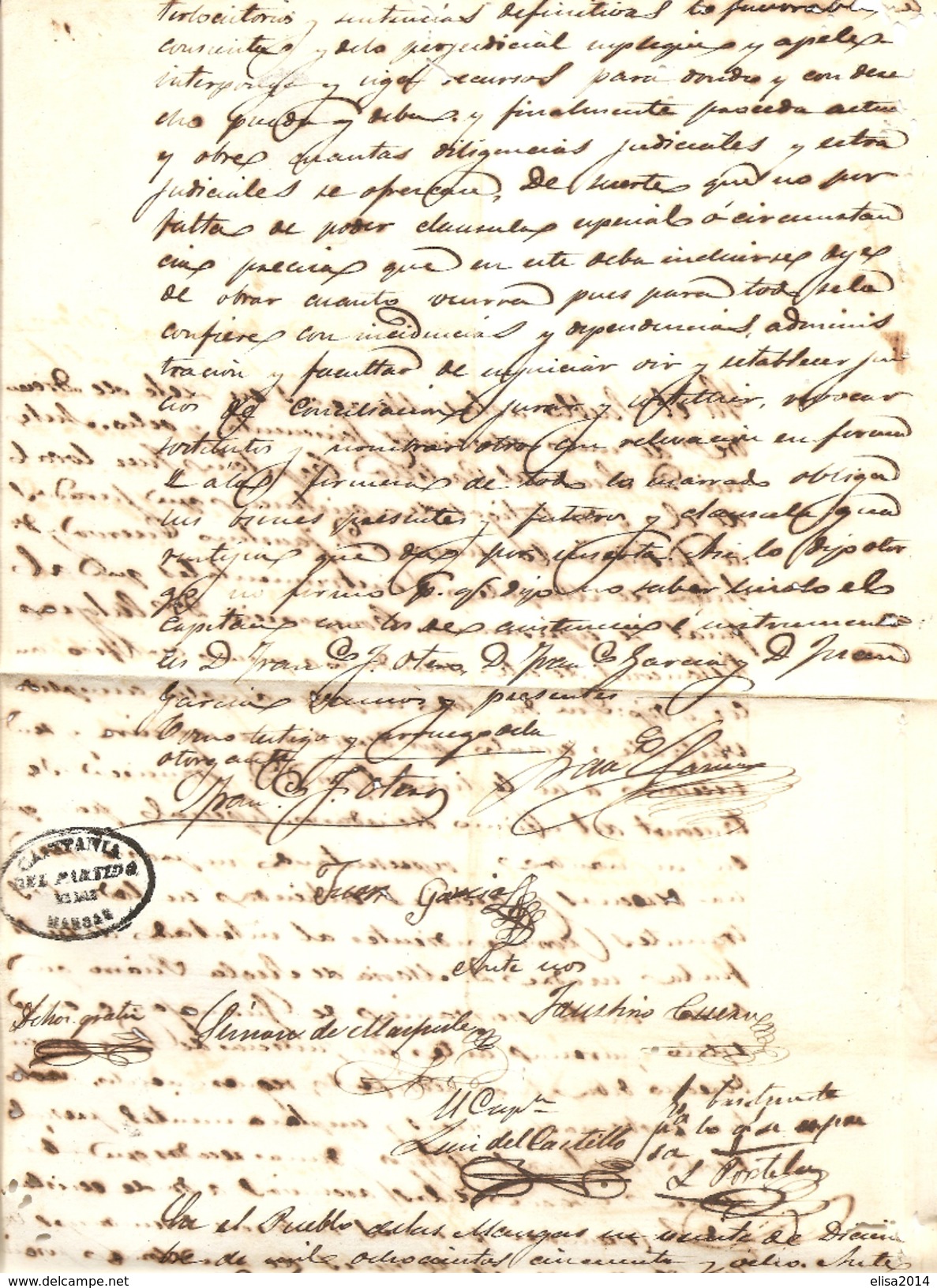 MANGAS SELLO TERCERO PARAET BIENO DE 1838 Y 1859 DOS REALOS LUIS DEL CASTILLO - Historical Documents