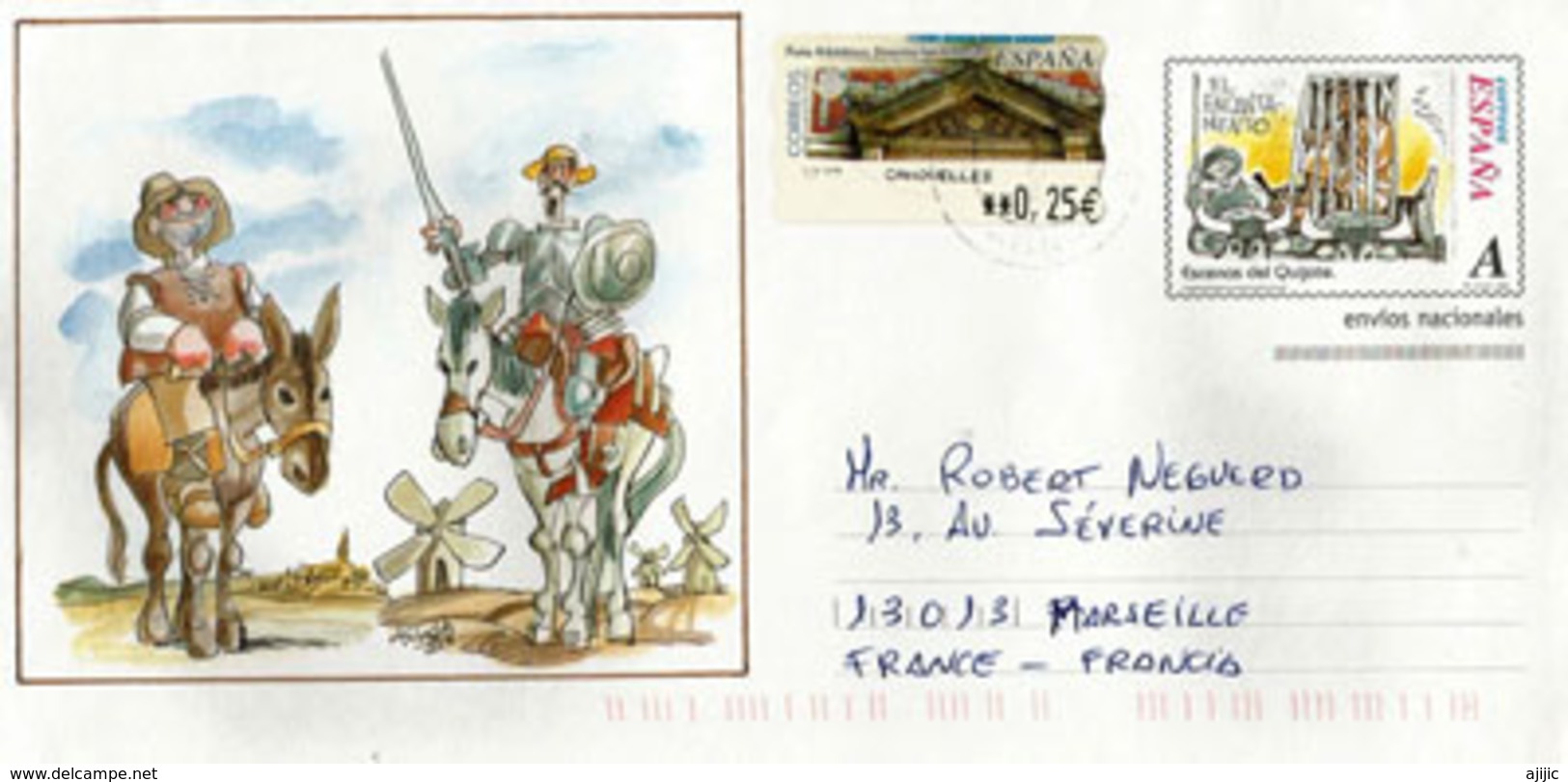 Scènes De Don Quichotte, Entier Postal Español Adressé En France - 1931-....