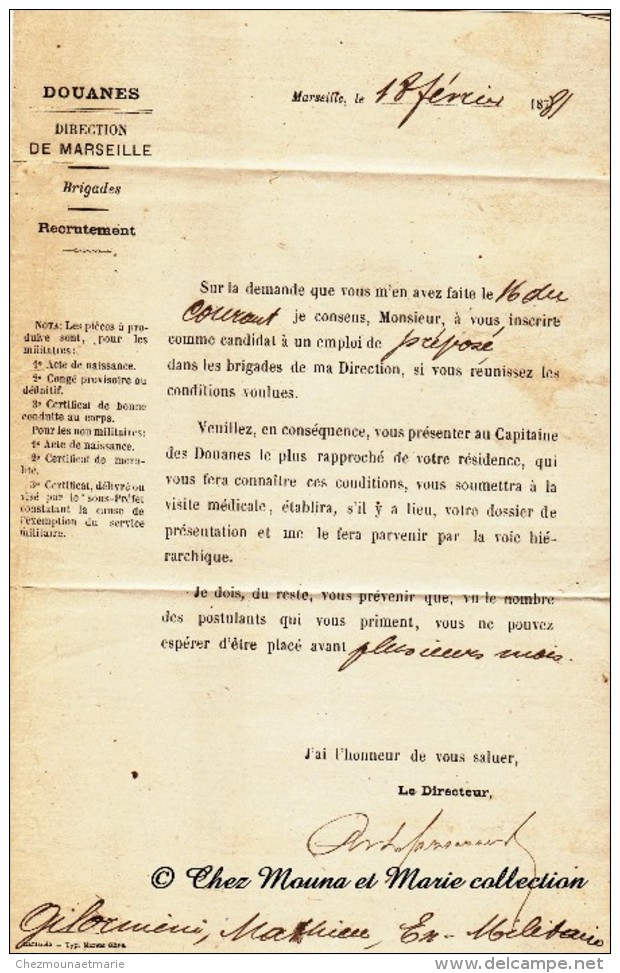 MARSEILLE BARBAGGIO HAUTE CORSE 1881 - ST FLORENT EN - DIRECTION DE DOUANES DE - GILORMINI - TAXEE 3 - MARQUE POSTALE - 1877-1920: Semi Modern Period