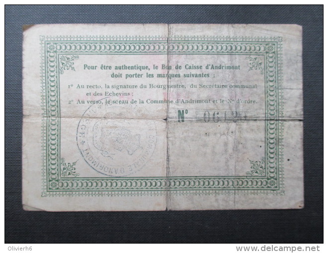 BILLET BELGIQUE (V1618) BON DE CAISSE 1 Franc (2 Vues) Commune D'ANDRIMONT 1914 - Autres & Non Classés