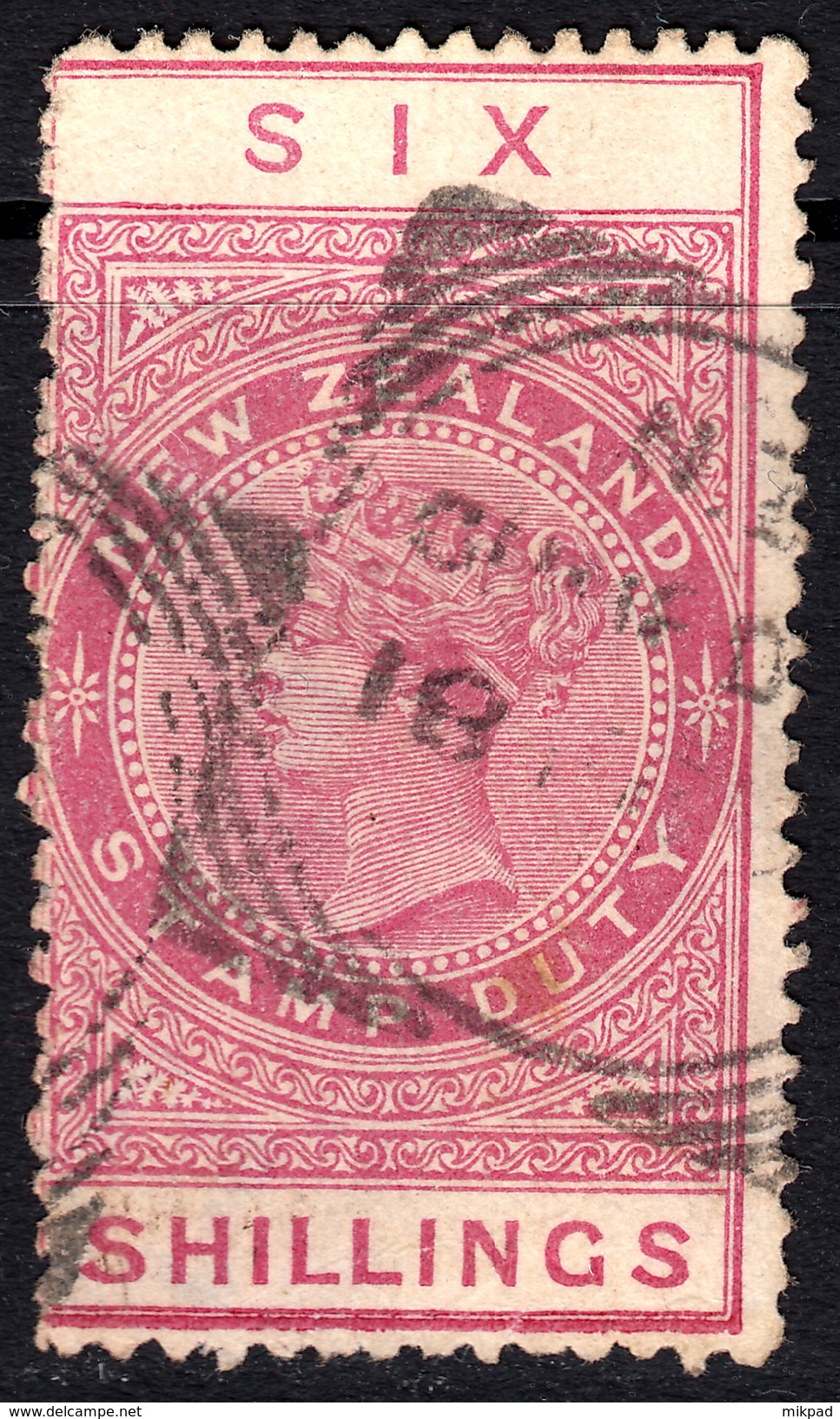 New Zealand 1882 6/- Rose Postal Fiscal  SGF14 - Fine Used - Fiscaux-postaux