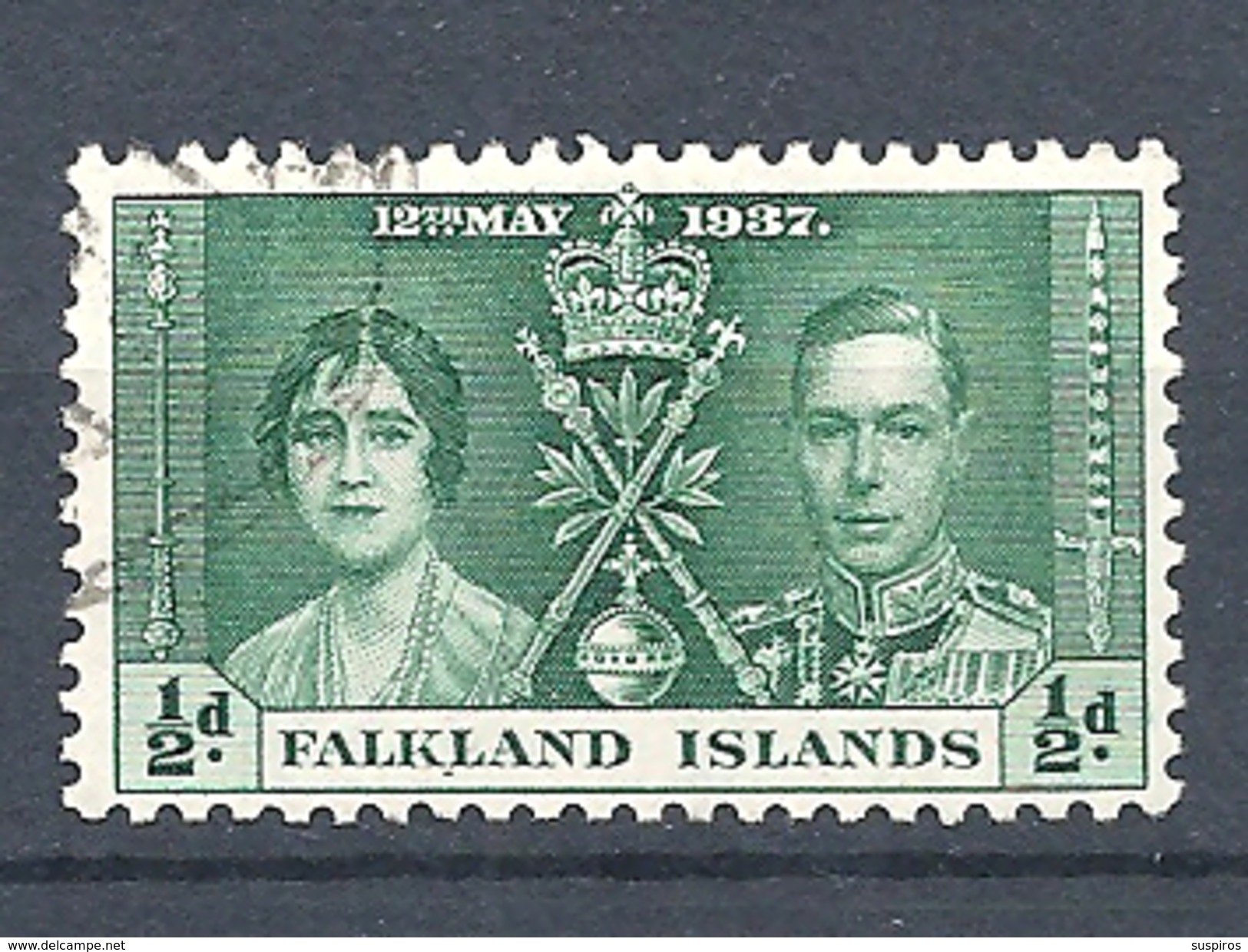 FALKLAND ISLANDS 1937 Coronation Of King George V And Queen Elizabeth  USED - Falkland