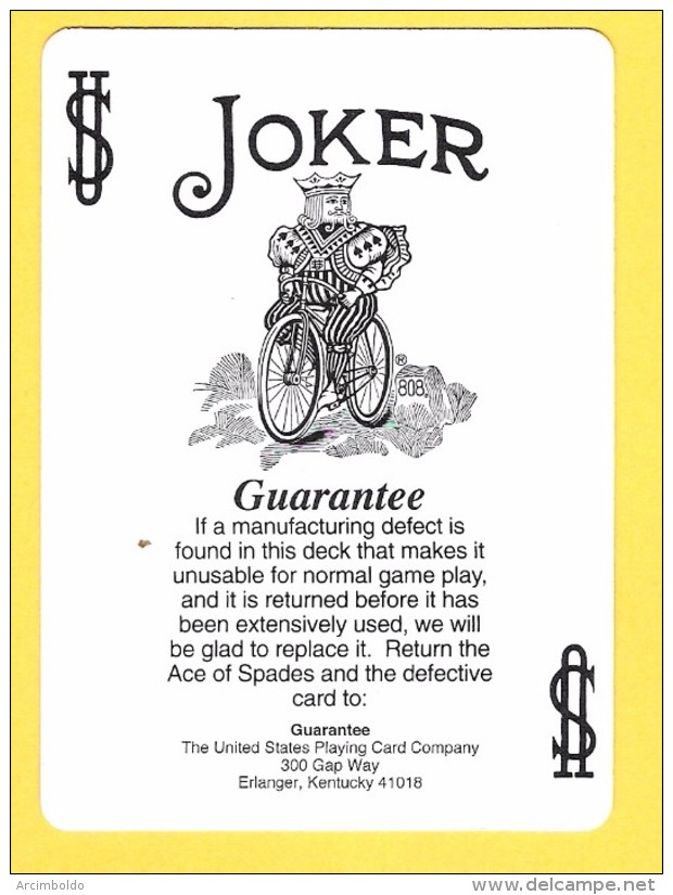 Joker  : Roi Sur Vieux Vélo Noir Et Blanc, Guarantee, Garantie - Verso Rouge - Speelkaarten