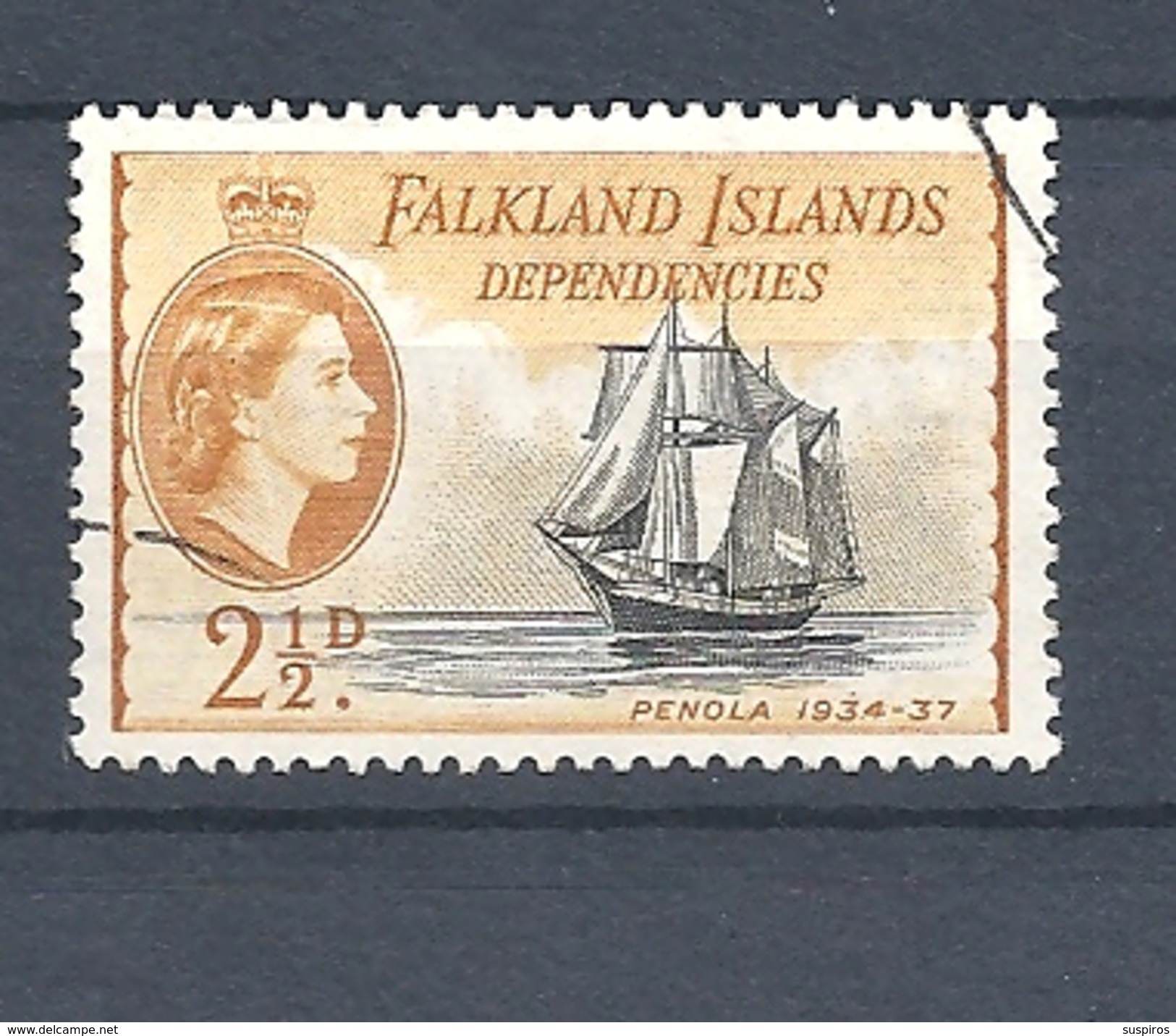 FALKLAND ISLANDS DEPENDENCIES   1954 Ships     USED   "Penola" - Falkland