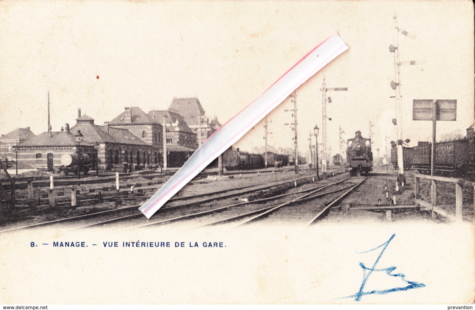 Manage - Vue Intérieure De La Gare  - Splendide Carte Avec Locomotive à Vapeur - Manage