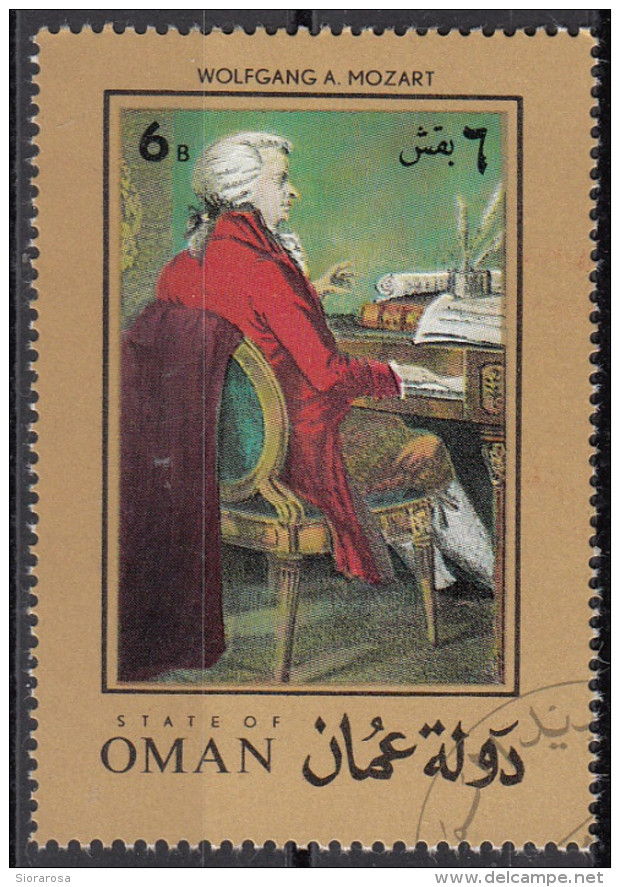 626 Oman 1972 Ritratto Di Wolfgang Amadeus Mozart Al Pianoforte Musica Paintings - Omán