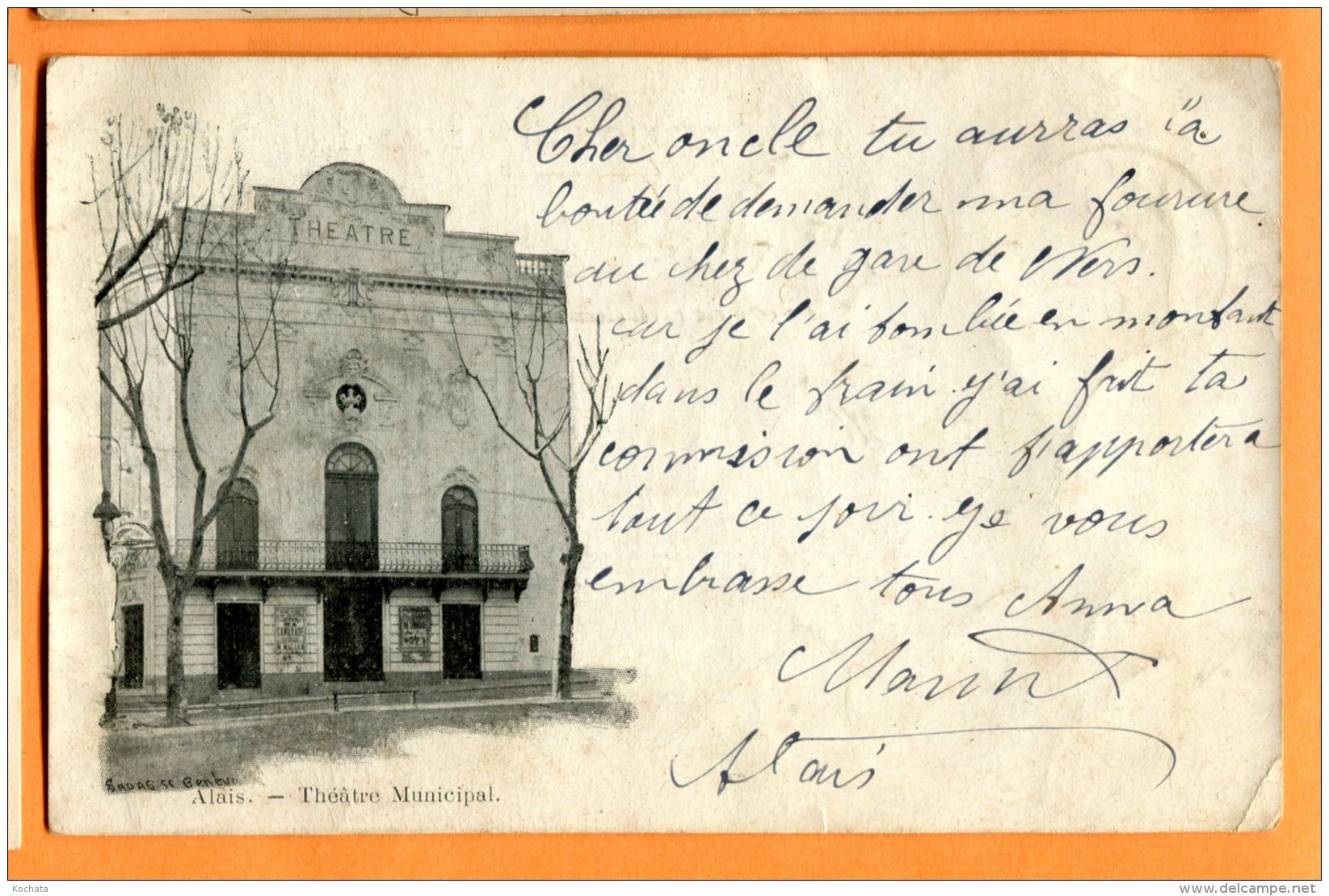 ALB025, Alais, Théâtre Municipal, Précurseur , Circulée 1902 - Alès