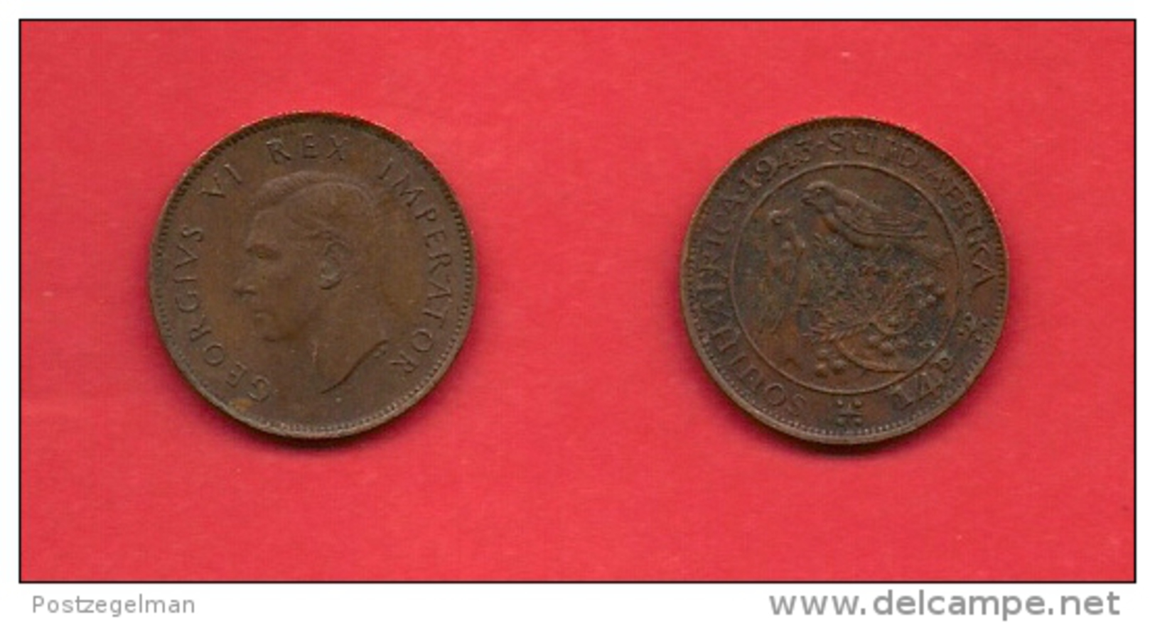 SOUTH AFRICA, 1943,  Circulated Coin, 1/4 Pence,  George VI Bronze, Km23 C 1374A - Zuid-Afrika