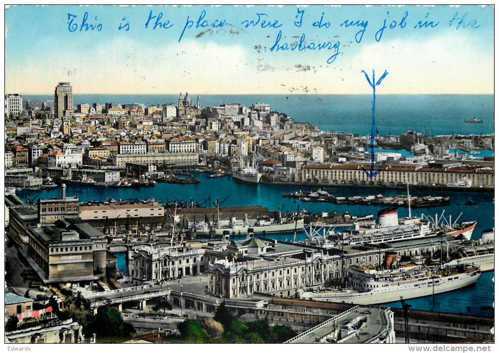 Maritime Railway Station And Ships, Genova, GE Genova, Italy Postcard Posted 1956 Stamp - Genova (Genoa)