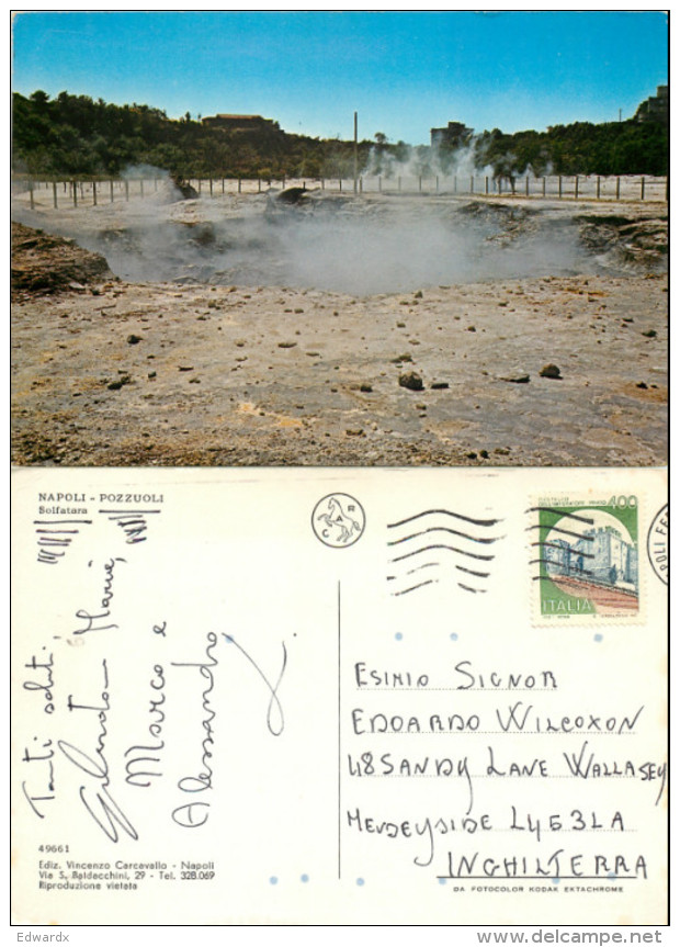 Pozzuoli Volcano, Napoli, NA Napoli, Italy Postcard Posted 1985 Stamp - Napoli (Naples)