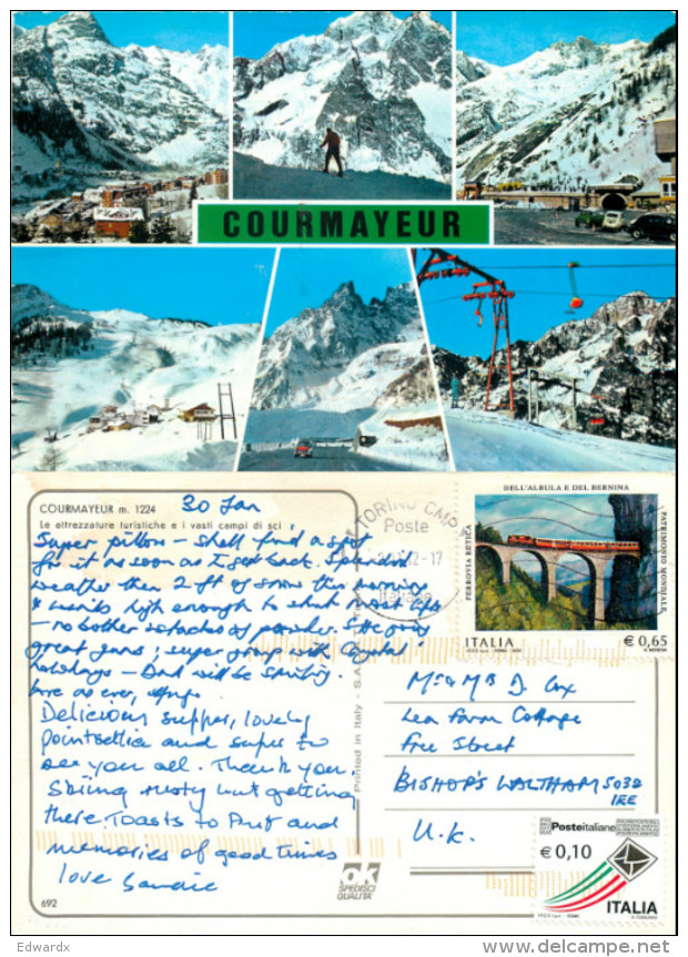 Courmayeur, Val D'Aosta , Italy Postcard Posted 2012 Stamp - Aosta