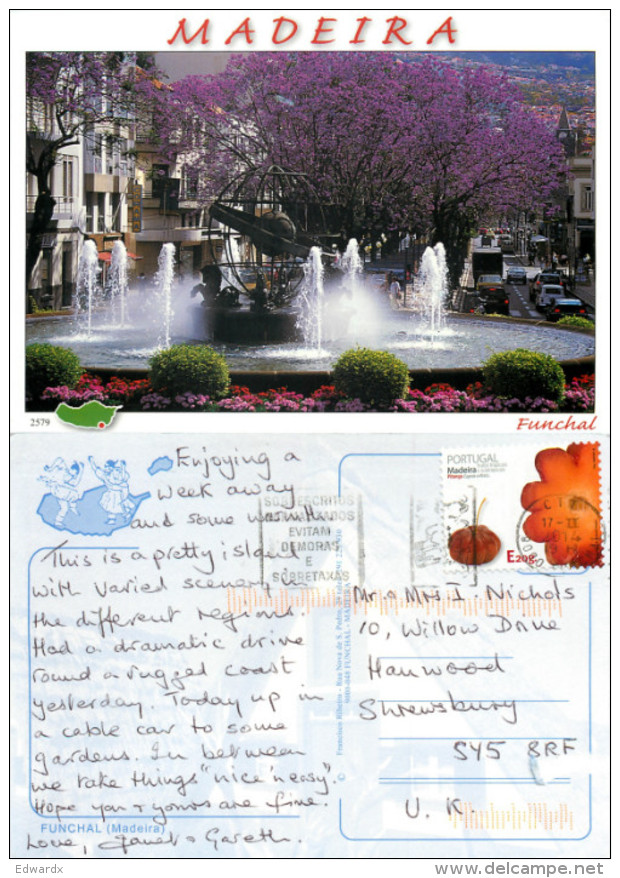 Funchal, Madeira, Portugal Postcard Posted 2014 Stamp - Madeira