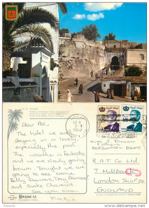 Alcazaba, Tanger, Morocco Postcard Posted 1982 Stamp - Tanger