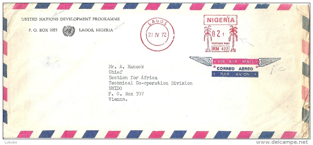 Airmail  "United Nations Development Programme, Lagos"          1972 - Nigeria (1961-...)