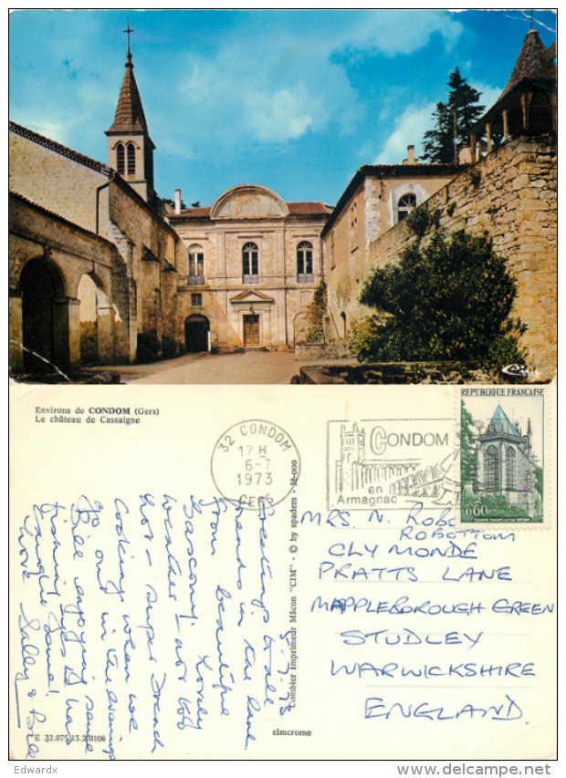 Chateau De Cassaigne, Condom, Gers, France Postcard Posted 1973 Stamp - Condom