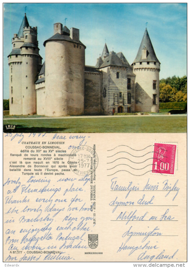 Chateau, Coussac-Bonneval, Haute-Vienne, France Postcard Posted 1977 Stamp - Autres & Non Classés