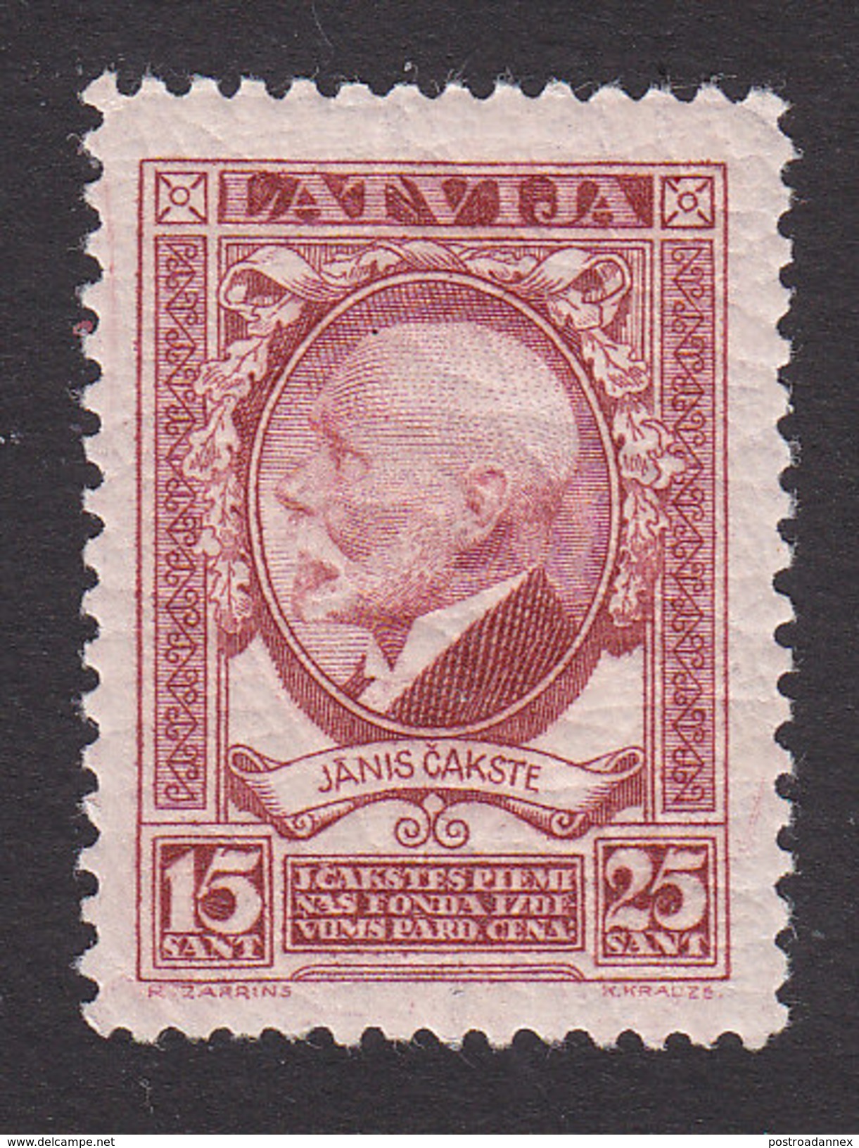 Latvia, Scott #B31, Mint Hinged, President Janis Cakste, Issued 1928 - Letland