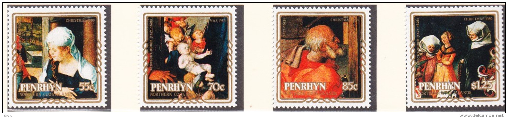 PENRHYN - 1989 - Noël -   Yvert 358/361 + BF 81 -  Neufs ** - Penrhyn