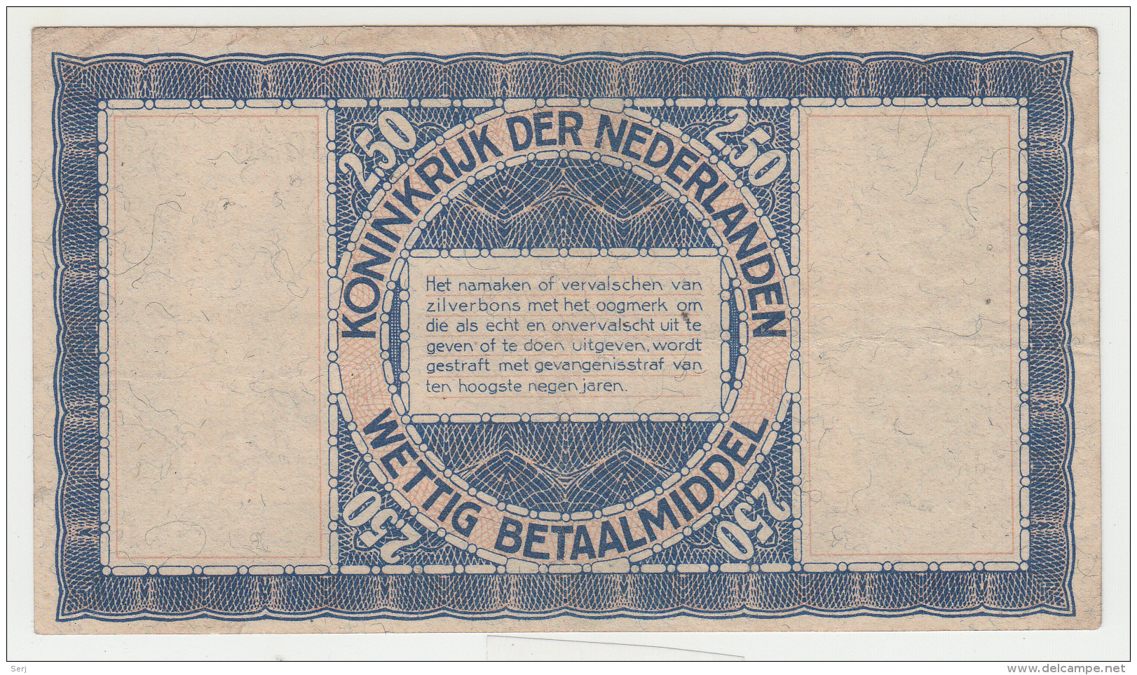 Netherlands 2.5 Gulden 1938 Zilverbon VF+ CRISP Banknote Pick 62 - 2 1/2 Florín Holandés (gulden)