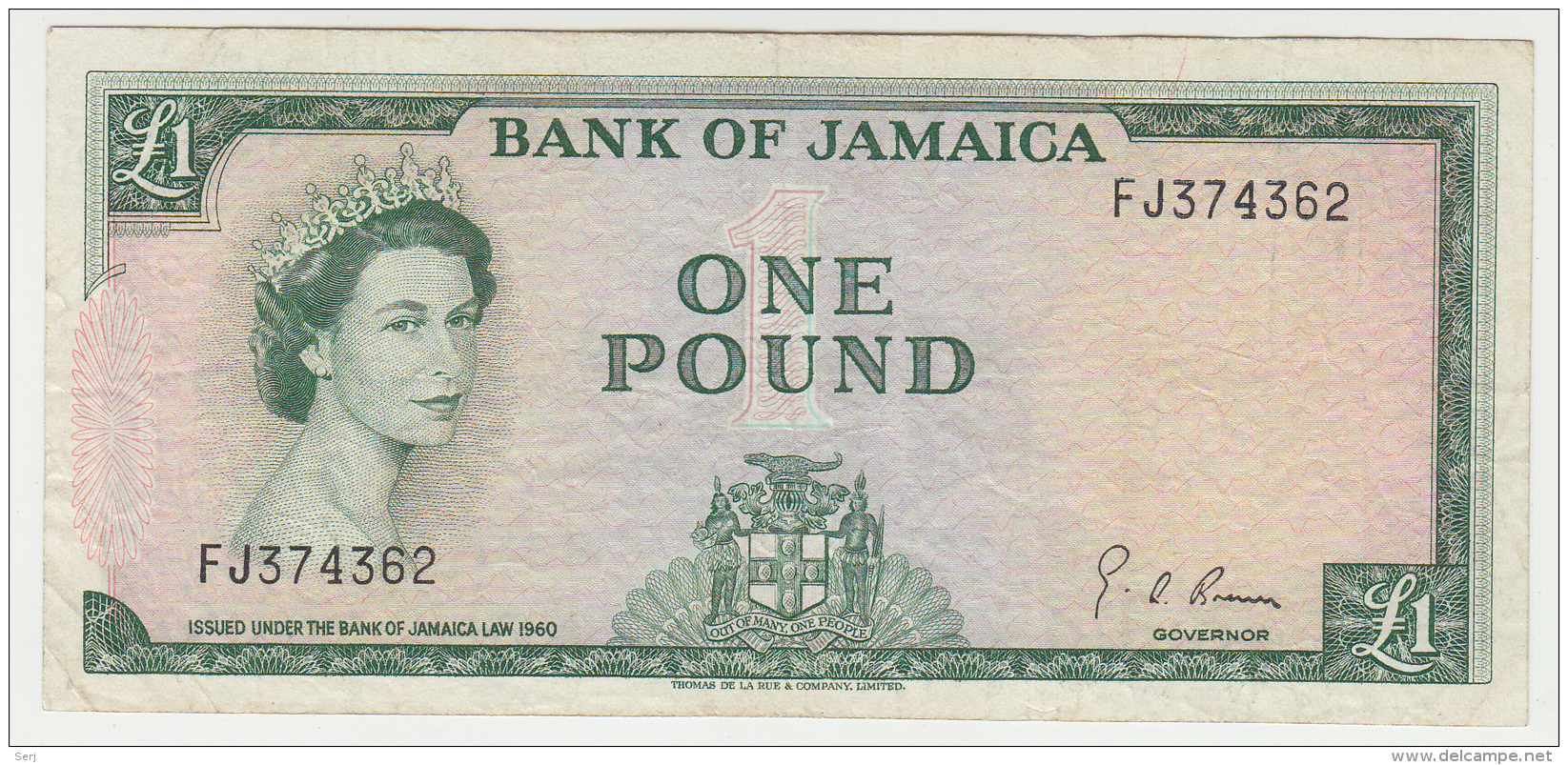Jamaica 1 Pound 1960 (1964) VF++ P 51Ce - Jamaique