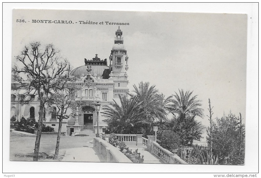 MONTE CARLO - N° 536 - THEATRE ET TERRASSES - CPA NON VOYAGEE - Opéra & Théâtre