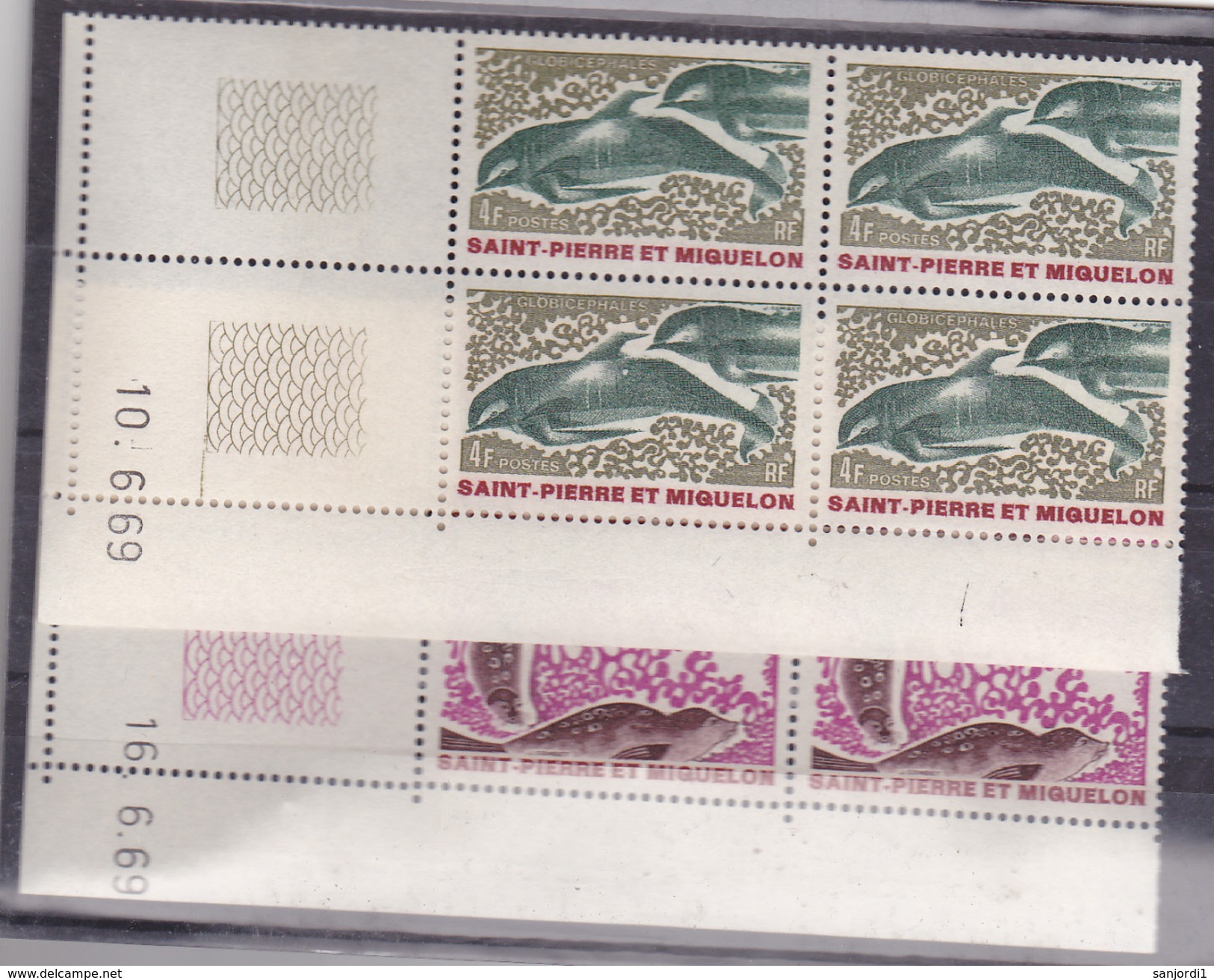 Saint Pierre Et Miquelon  391 394 Animaux Marins Bloc De 4 Coin Daté  06 69 Neuf ** MNH Sin Charmela - Unused Stamps