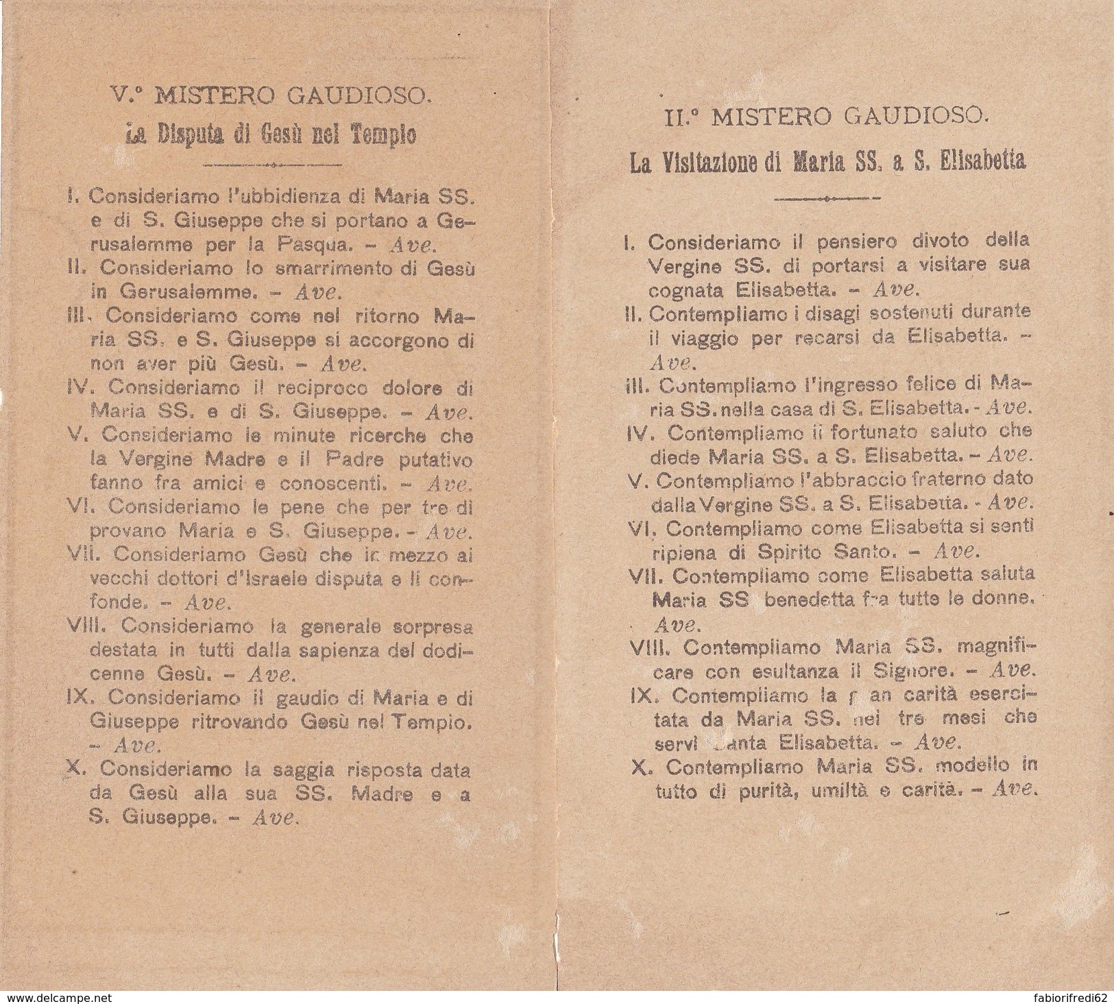 SANTINO HOLY CARD SERIE 5 SANTINI MISTERO GAUDIOSO  (51N - Santini
