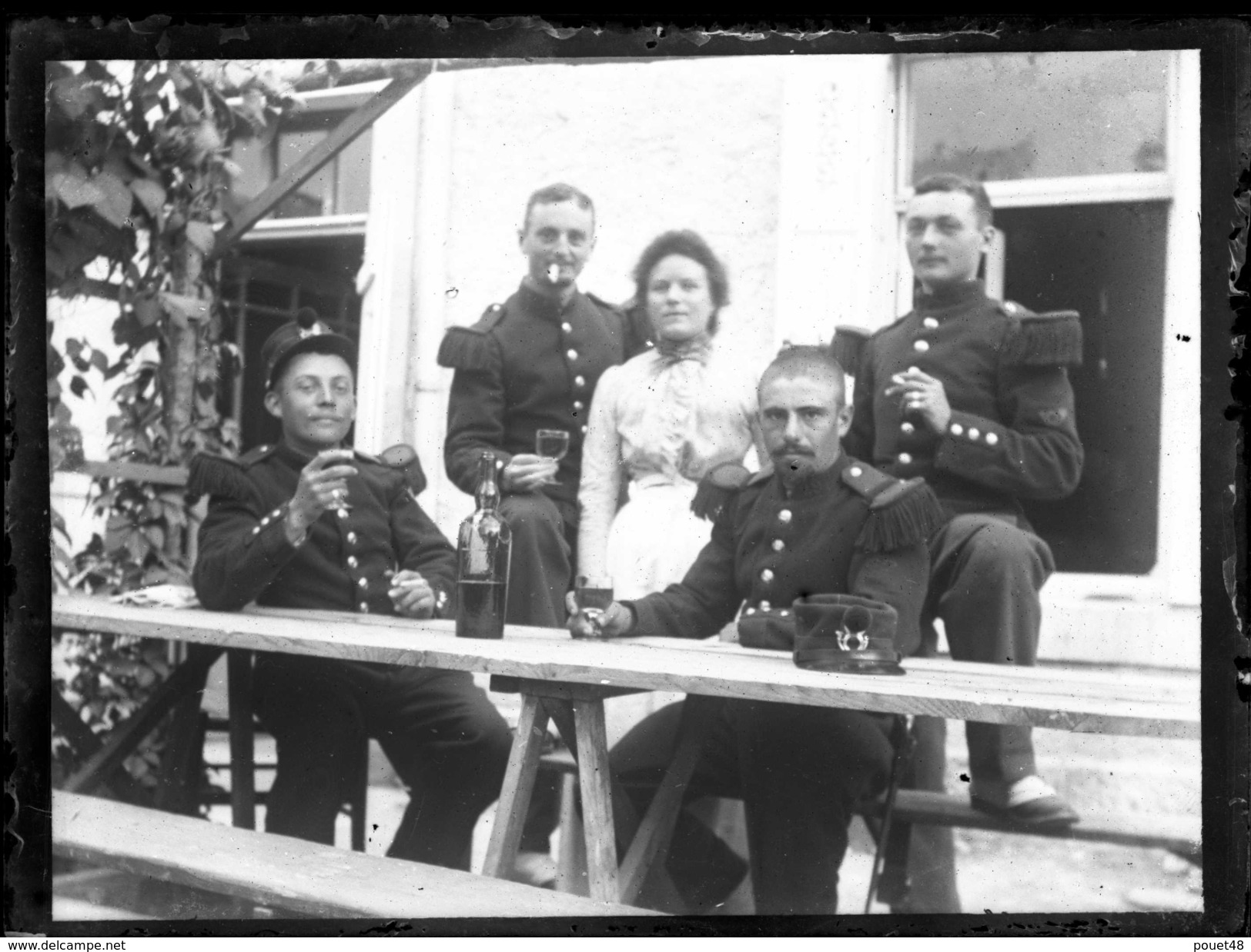 4 Photos Sur Plaque De Verre,  Militaires Du 25è Bataillon De St Mihiel - Glass Slides