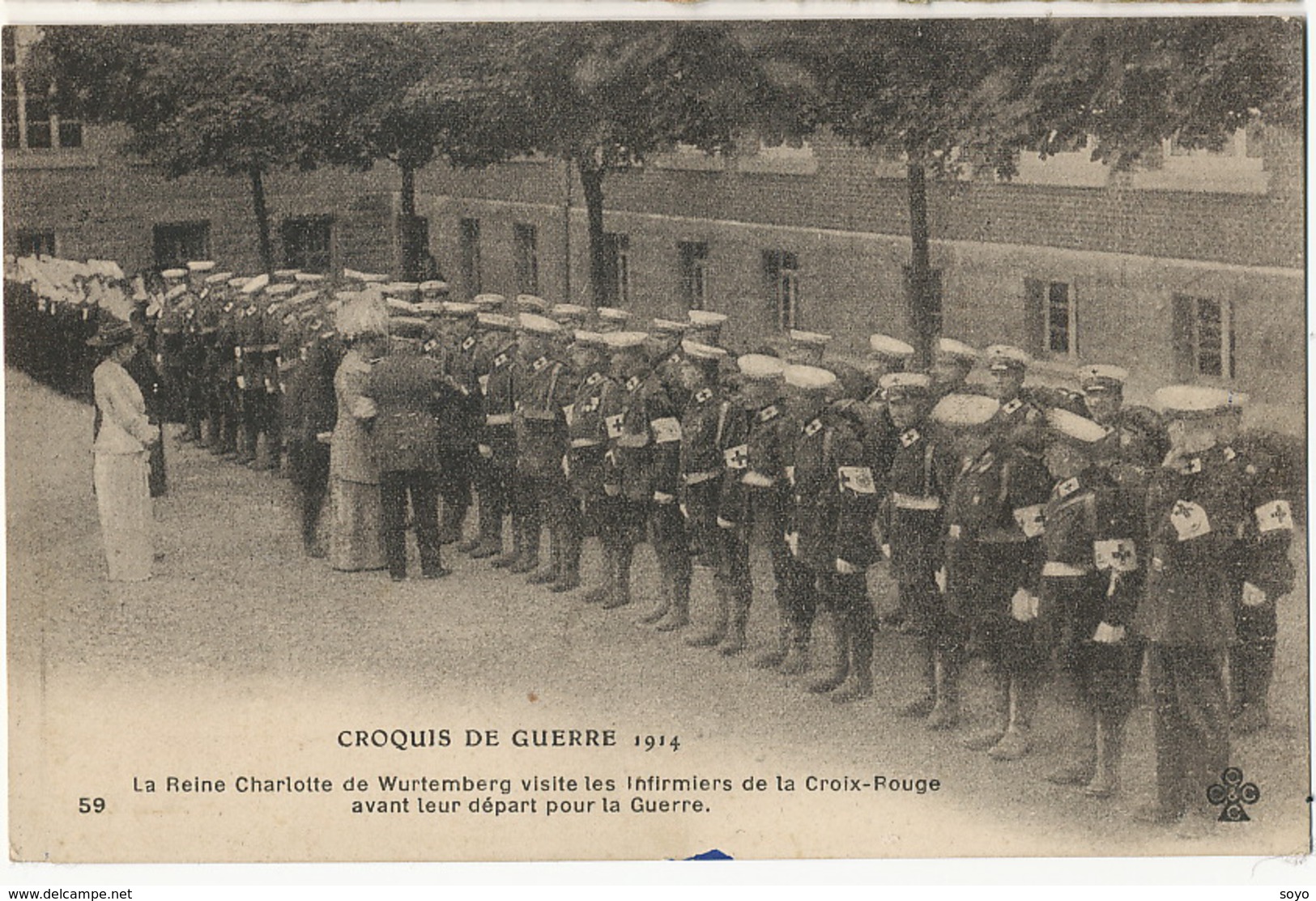 Charlotte De Wurtemberg Née à Ratiborice Visite Infirmiers Croix Rouge Guerre 1914 Red Cross WWI  Queen Charlotte - Croix-Rouge