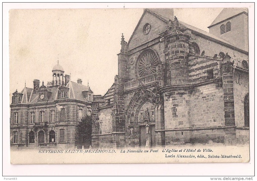 - 51 -La NEUVILLE Au PONT : L'Eglise Et L'Hôtel De Ville -  1904 - - Sainte-Menehould