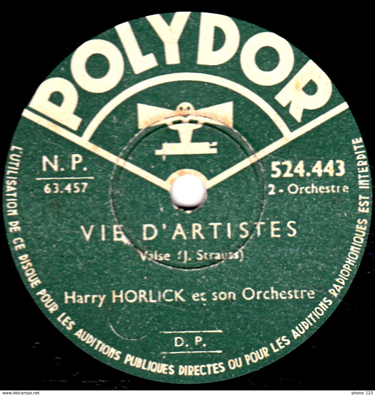 78 T. -  25 Cm - état  B -  Harry HORLICK - VIE D'ARTISTES - SANG VIENNOIS - 78 T - Disques Pour Gramophone