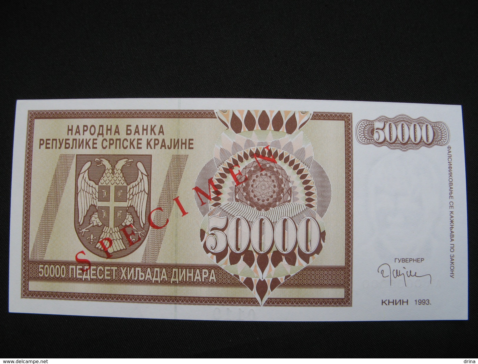 50 000 Dinara 1993. Srpska Krajina, Knin, Croatia, (R-8) Specimen,unc - Croatia