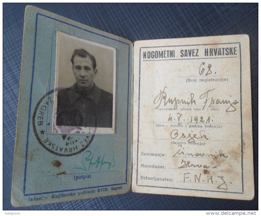 NOGOMETNI SAVEZ JUGOSLAVIJE LEGITIMACIJA FRANJO RUPNIK, IDENTITY CARD - Other & Unclassified