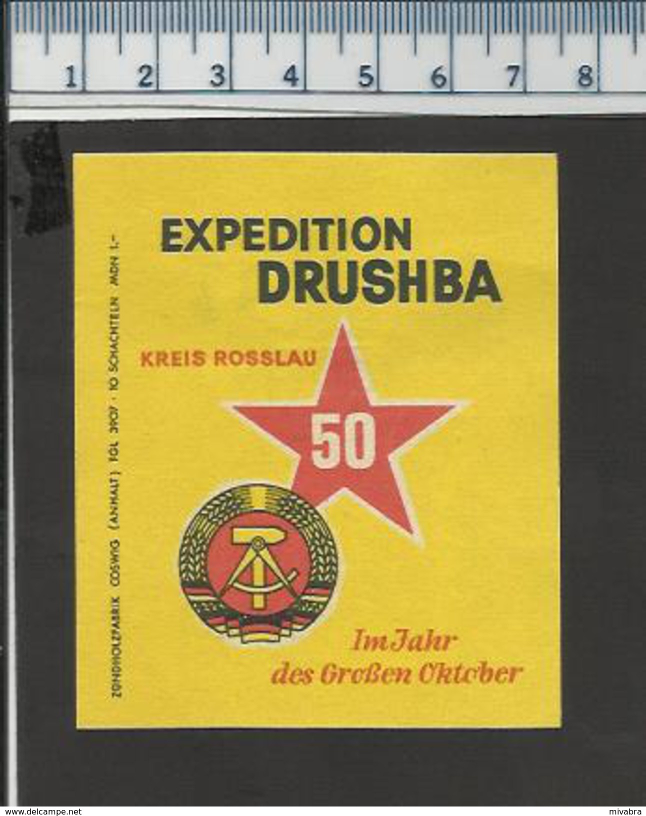 Propaganda Expedition Drushba, Kreis Rosslau, Wappen Der DDR ( Héraldique Heraldry ) Matchbox Labels DDR - Matchbox Labels