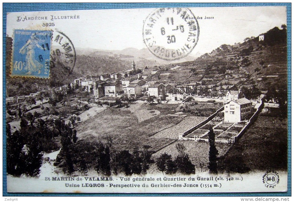 SAINT MARTIN DE VALAMAS - VUE GENERALE ET QUARTIER DU GARAIL - USINE LEGROS - PERSPECTIVE DU GERBIER DES JONCS - Saint Martin De Valamas