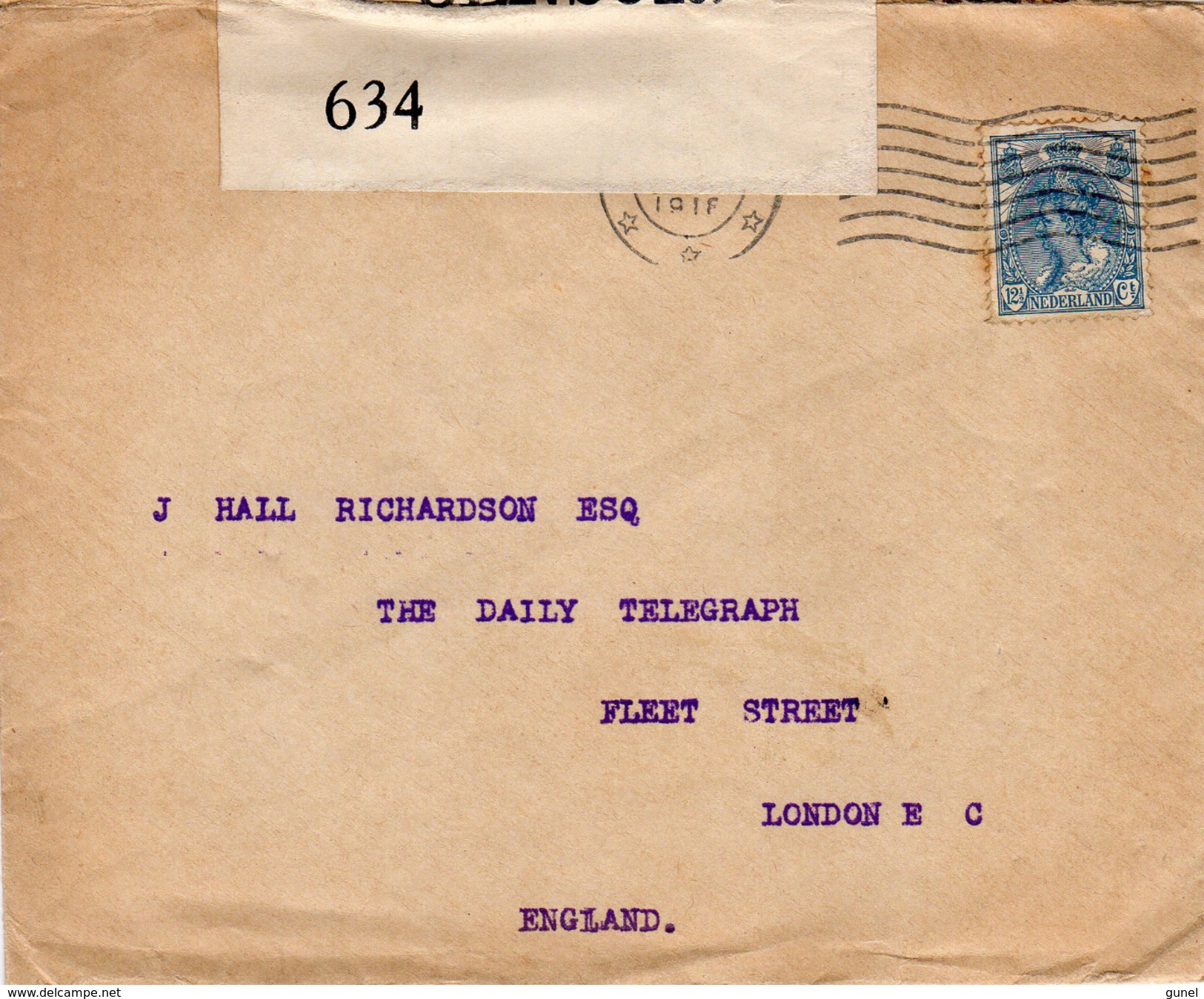 1918 Geopende En Gecensureerde Envelop Van Rotterdam Naar London E.C.  Met NVPH 63 - Lettres & Documents