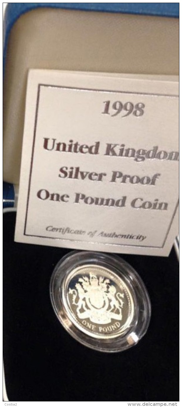 1998 Royal Mint Silver Proof £1 Pound Coin In Box - 1 Pound