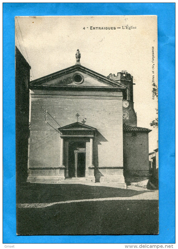 ENTRAIGUES-place Del'église--Beau Cachet Ambulant Carpentras à Sorgues-édition Brun -voyagé En 1908 - Entraigue Sur Sorgue